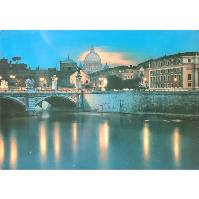 Rzym nocą Bazylika św Piotra w Tevere