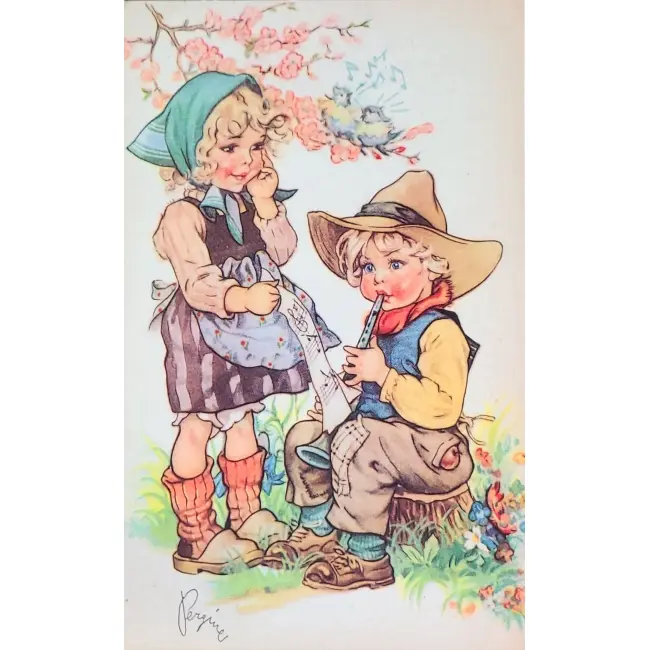 Dzieci w strojach retro – włoska pocztówka