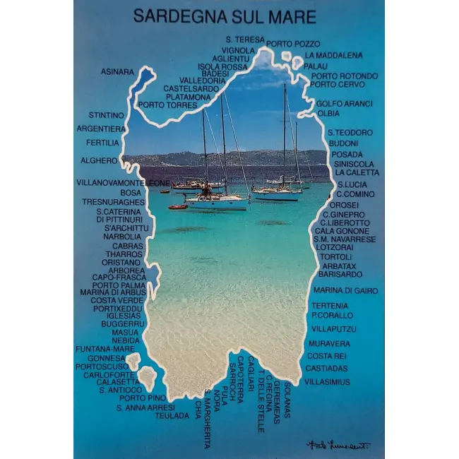 Sardynia mapa - widokówka duży format