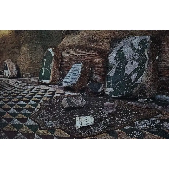 Rzym Termy Caracalla fragmenty mozaik i podłóg