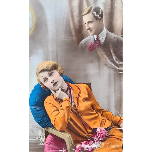 Kobieta Vintage’owy romantyczny motyw